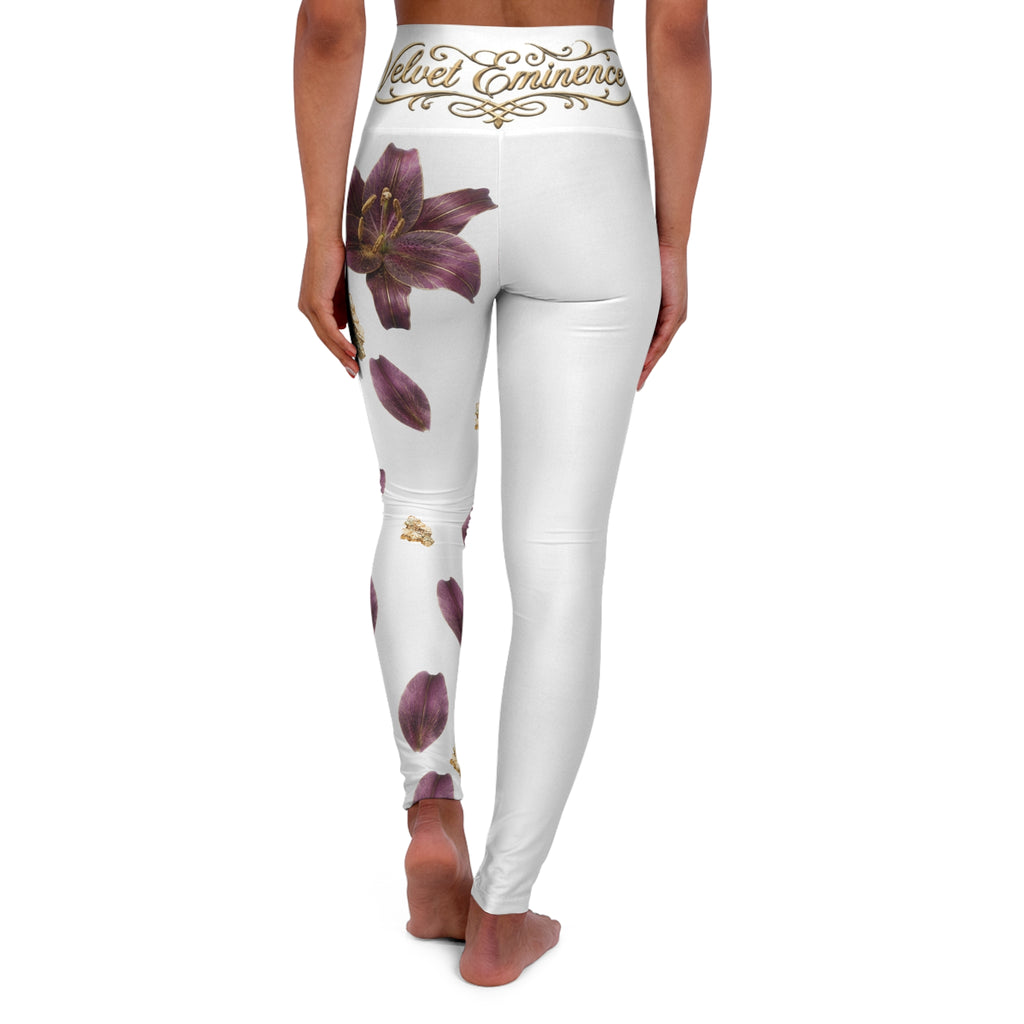 Velvet Eminence Floral Petal High-Waist Yoga Leggings