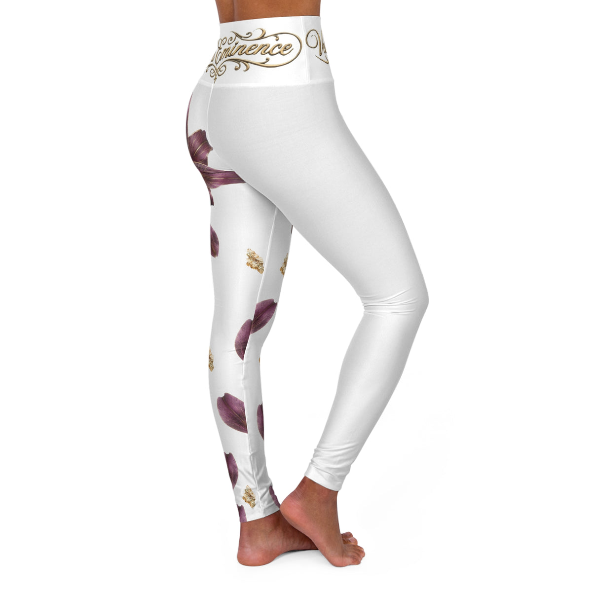 Velvet Eminence Floral Petal High-Waist Yoga Leggings