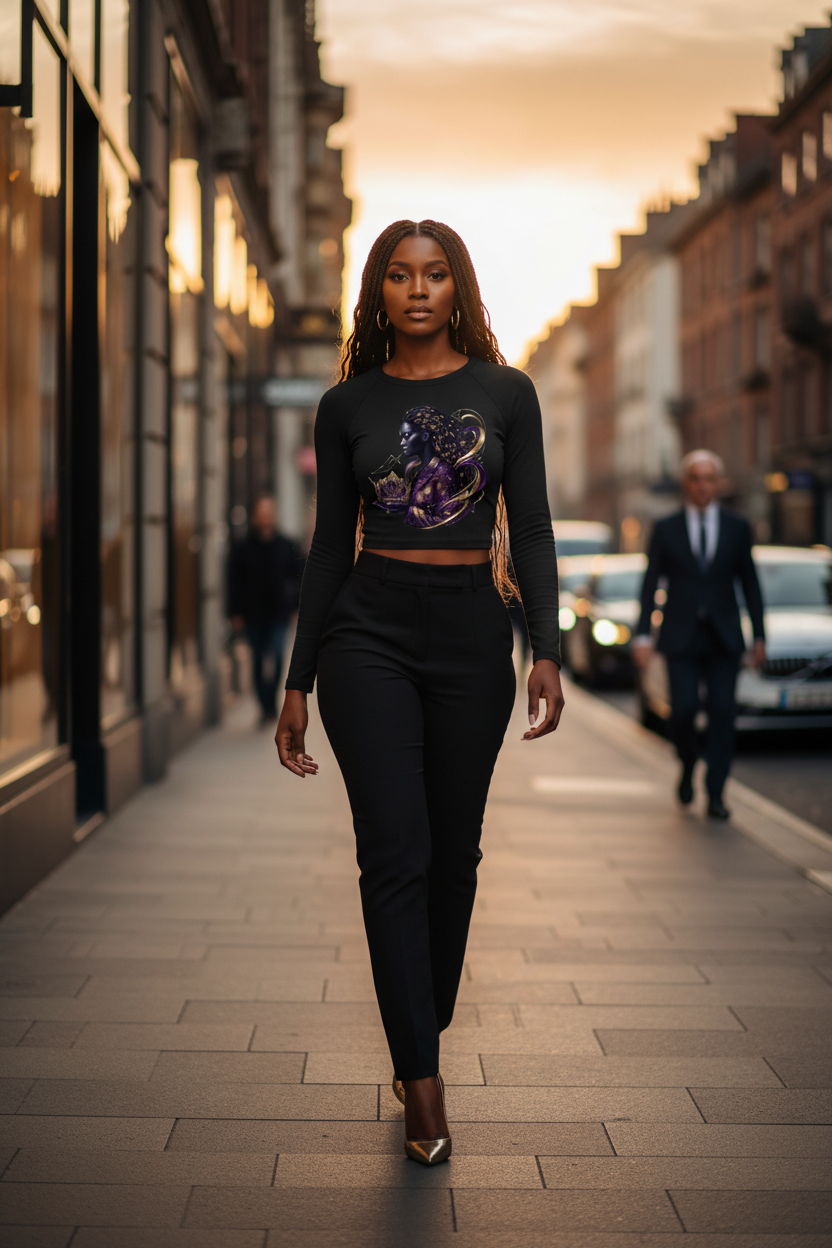 Queen's Royalty Slim Raglan Long Sleeve T-Shirt