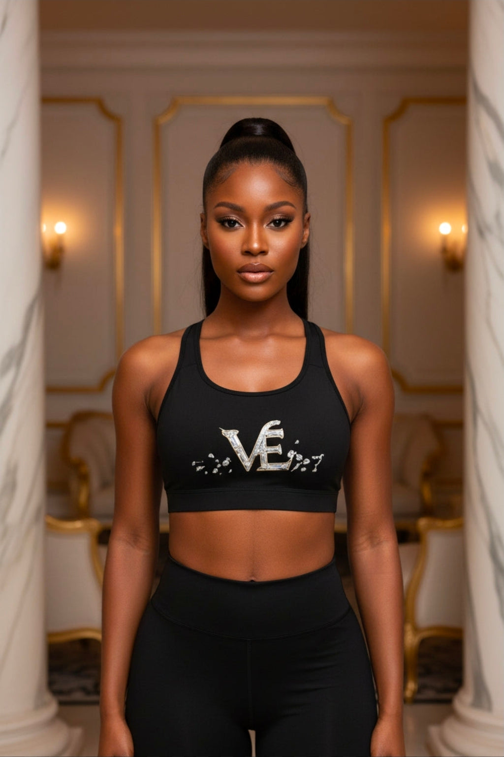 Rhinestone 'VE' Women's Sports Bra Top – Sparkle Activewear