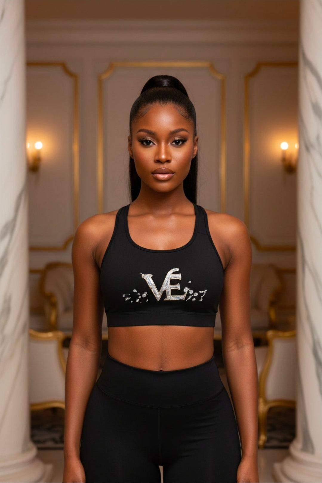 Rhinestone 'VE' Women's Sports Bra Top – Sparkle Activewear